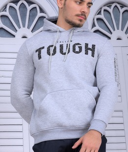 Сив спортен суитшърт с щампа TOUGH